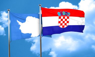 Hırvatistan bayrağı, 3d render ile Antarktika bayrak