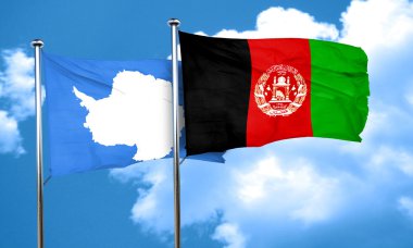 Antarktika bayrak Afganistan bayrağı, 3d render ile