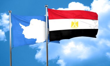 Antarktika bayrak Mısır bayrak, 3d render ile