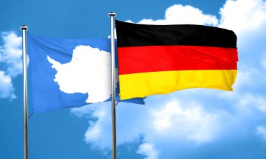 Antarktika bayrak Almanya bayrağı, 3d render ile