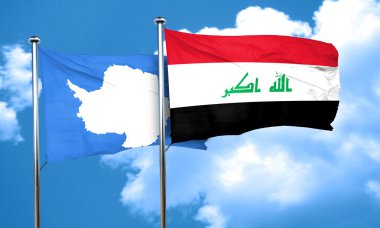 Antarktika bayrak Irak bayrağı, 3d render ile