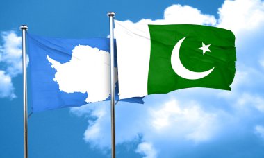 Antarktika bayrak Pakistan bayrağı, 3d render ile