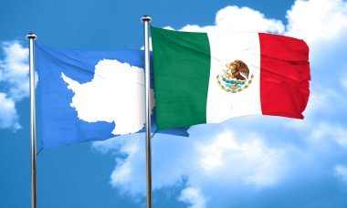 Meksika bayrağı, 3d render ile Antarktika bayrak