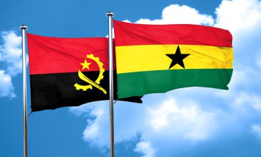 Gana bayrak, 3d render ile Angola bayrağı