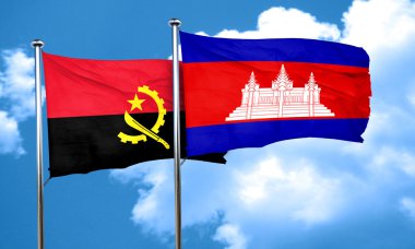 Kamboçya bayrağı, 3d render ile Angola bayrağı