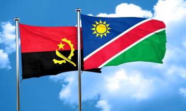 Namibya Angola bayrağı bayrak, 3d render