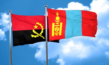 Moğolistan bayrağı, 3d render ile Angola bayrağı