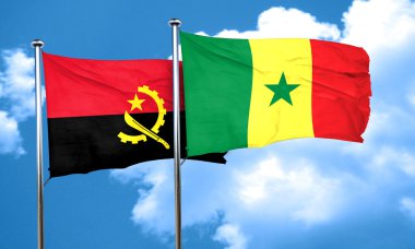 Angola bayrağı Senegal bayrak, 3d render ile
