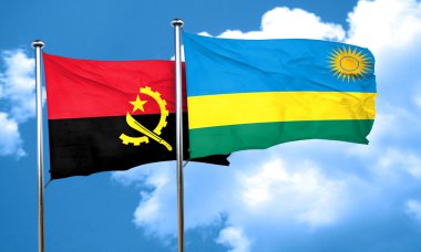 Ruanda bayrak, 3d render ile Angola bayrağı