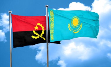 Kazakistan bayrağı, 3d render ile Angola bayrağı