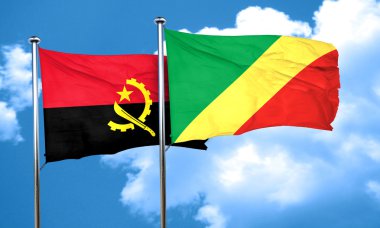 Kongo bayrak, 3d render ile Angola bayrağı