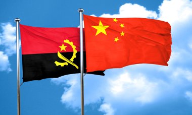 Çin bayrak, 3d render ile Angola bayrağı