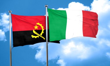 Angola bayrağı İtalya bayrağı, 3d render ile