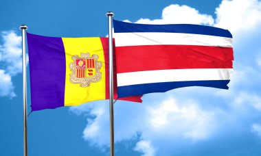 Kosta Rika bayrak, 3d render bayrakla Andora