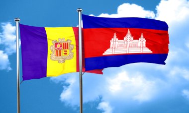 Kamboçya bayrağı, 3d render bayrakla Andora