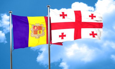 Georgia bayrak, 3d render bayrakla Andora