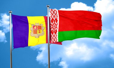 Beyaz Rusya bayrağı, 3d render bayrakla Andora