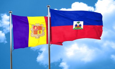 Haiti bayrak, 3d render bayrakla Andora