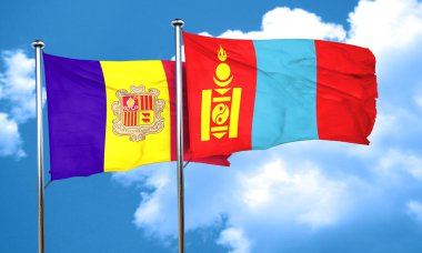 Moğolistan bayrağı, 3d render bayrakla Andora