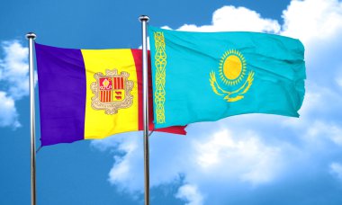 Kazakistan bayrağı, 3d render bayrakla Andora