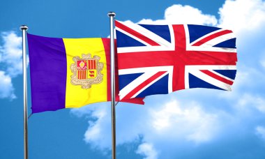 Büyük Britanya bayrağı, 3d render bayrakla Andora