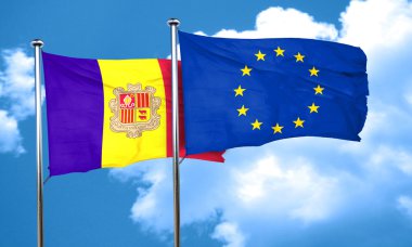 Avrupa Birliği bayrağı, 3d render bayrakla Andora