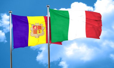 Andorra bayrağı İtalya bayrağı, 3d render ile