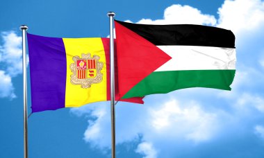 Palestine bayrak, 3d render bayrakla Andora