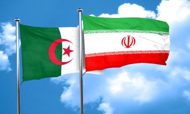 Cezayir bayrağı Iran bayrağı, 3d render ile
