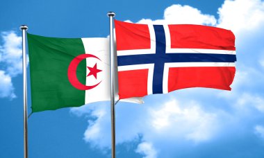 Cezayir bayrağı Norveç bayrağı, 3d render ile