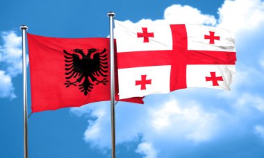 Georgia bayrak, 3d render ile Arnavutluk bayrağı