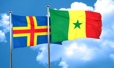 Aland Adaları Senegal bayrak, 3d render ile
