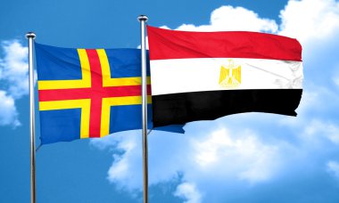 Aland Adaları Mısır bayrak, 3d render ile