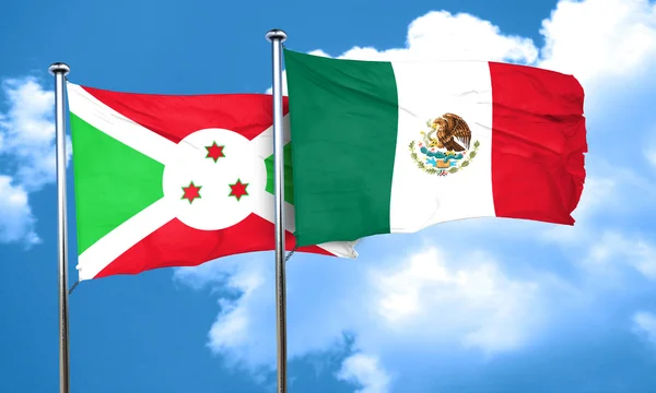 Bandera de Burundi con bandera de México, Renderizado 3D — Foto de Stock