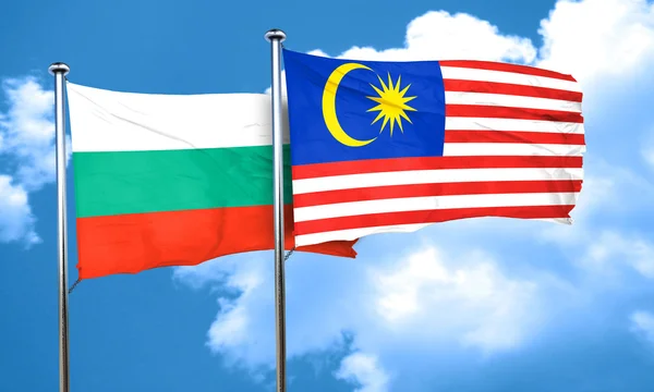 bulgaria flag with Malaysia flag, 3D rendering