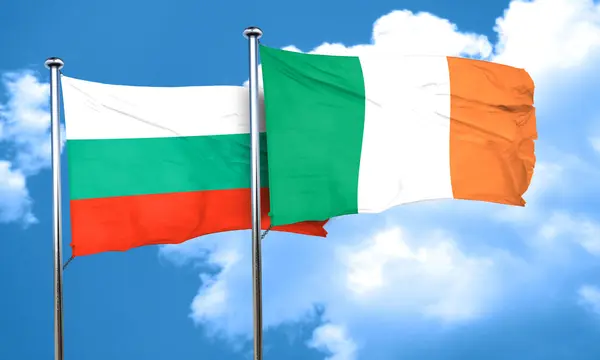 Bulgarienfahne mit irischer Flagge, 3D-Darstellung — Stockfoto