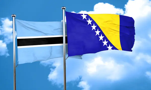 Bandera de Botswana con bandera de Bosnia y Herzegovina, representación 3D — Foto de Stock