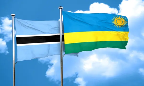 Botswana Flagge mit Ruanda Flagge, 3D Rendering — Stockfoto