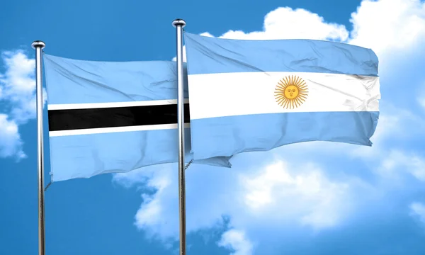 Botswana flag with Argentine flag, 3D rendering — Stock Photo, Image