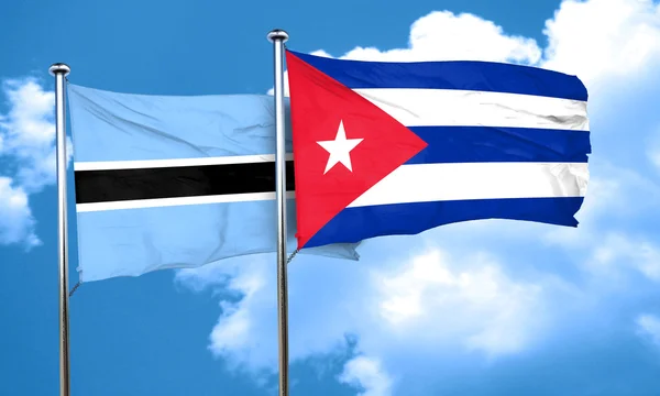 博茨瓦纳国旗与古巴国旗，3d 渲染 — 图库照片
