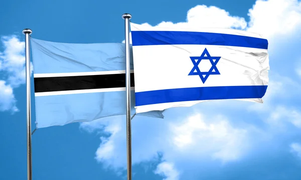 Bandeira do Botsuana com bandeira de Israel, renderização 3D — Fotografia de Stock