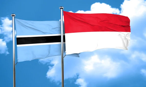 Botswana flag with Indonesia flag, 3D rendering