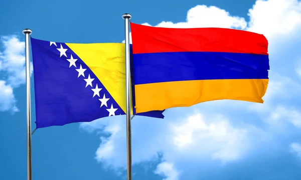 Bandera de Bosnia y Herzegovina con bandera de Armenia, representación 3D — Foto de Stock