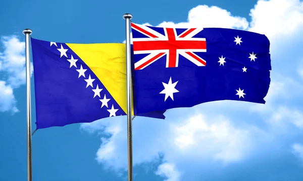 Σημαία της Βοσνίας και Ερζεγοβίνης με σημαία Αυστραλίας, 3d rendering — Φωτογραφία Αρχείου