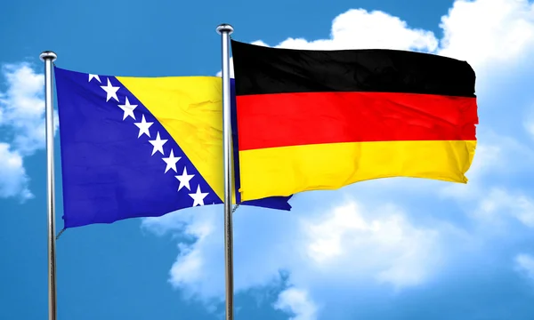 Bandera de Bosnia y Herzegovina con bandera de Alemania, representación 3D —  Fotos de Stock