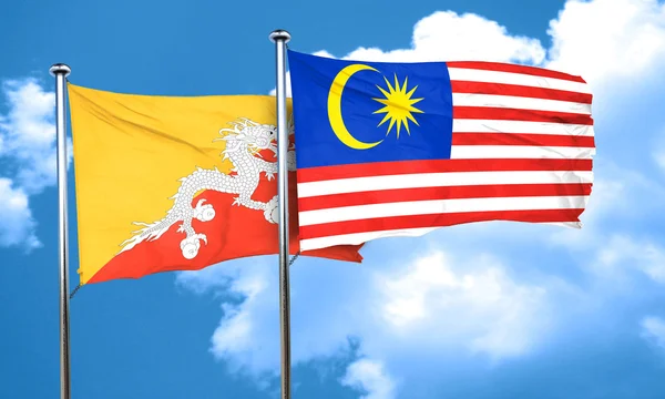 マレーシアの国旗、3 d レンダリングでブータンの国旗 — ストック写真