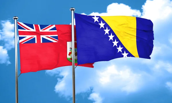 Bandera bermuda con bandera de Bosnia y Herzegovina, representación 3D — Foto de Stock
