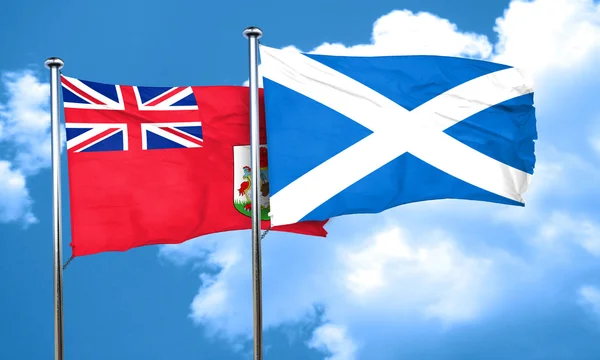 Bermuda flag with Scotland flag, 3D rendering — Stock Photo, Image