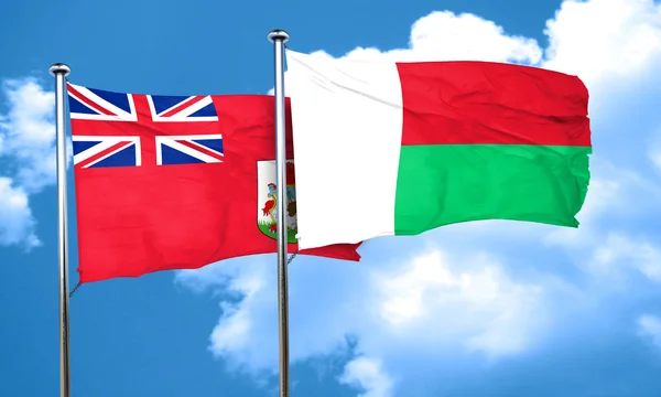Vlag van Bermuda met Madagaskar vlag, 3D-rendering — Stockfoto