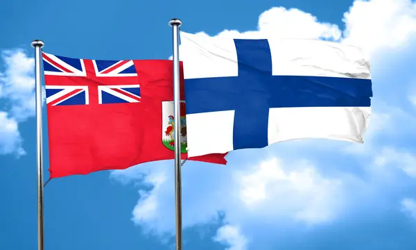 Drapeau bermuda avec drapeau Finlande, rendu 3D — Photo